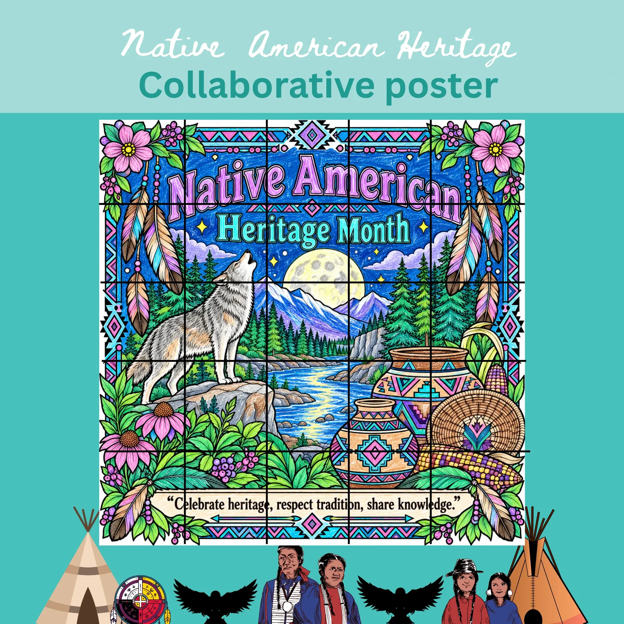 Native American Heritage Month Collaborative Poster | Bulletin Board
